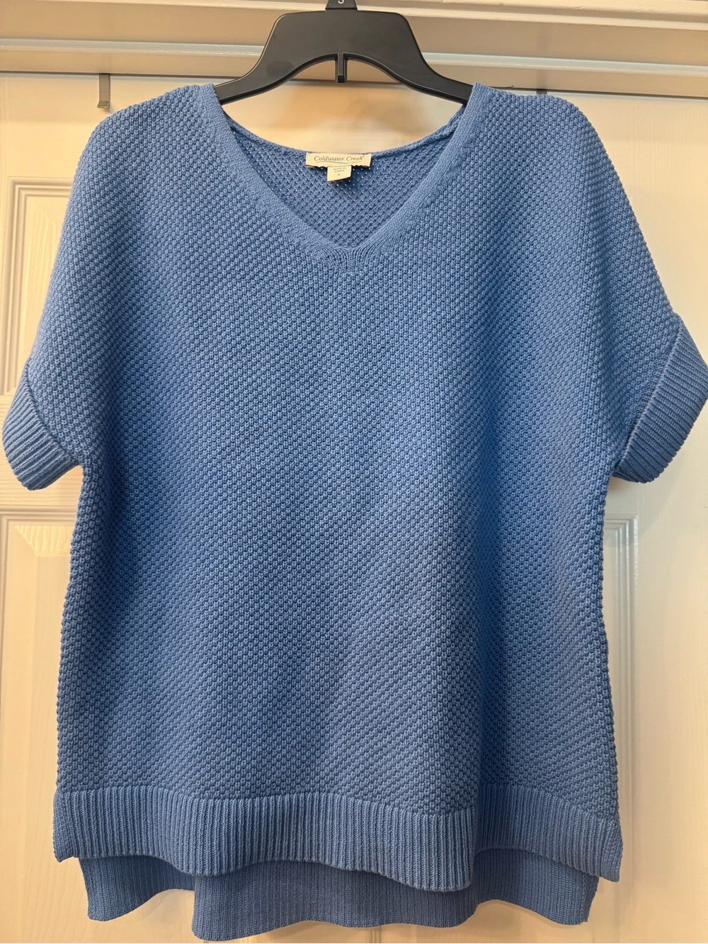 NWOT Coldwater Creek Women's Blue V-Neck Textured Sweater